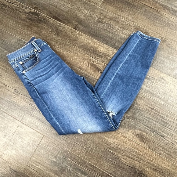 7 For All Mankind Distressed Skinny Jeans Pants Denim ((size 25)) - Picture 4 of 8